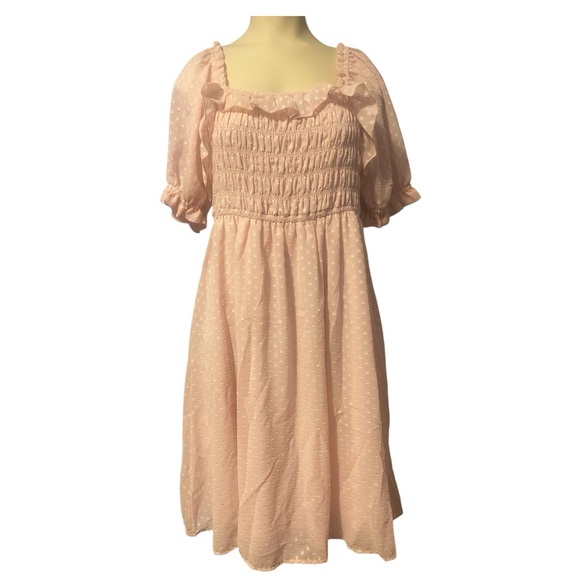 Orange Cream Ruffled Puff Sleeve Sundress - Picture 1 of 10